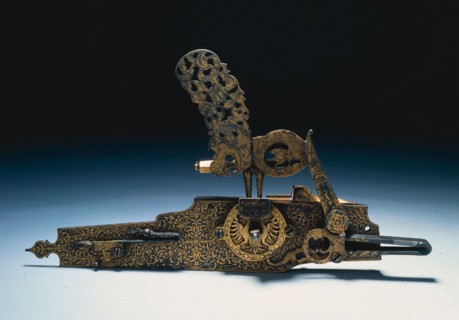 Wheel-Lock from a Hunting Rifle, c. 1660-1720. Austria, late 17th-early 18th Century. Steel, inlaid