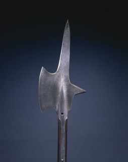 Halberd, 1600s. Switzerland, 17th century. Steel; rectangular wood haft with planed corners;