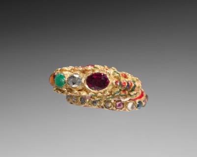 Ring in the Form of a Dragon, 18th Century. India (?), Burma (?), Malay (?). Gold, enamel and gems;