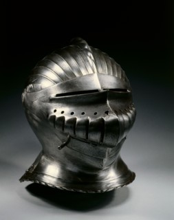 Close Helmet in Maximilian Style, c. 1510-1530. Germany, Nuremberg(?), 16th century. Steel, brass