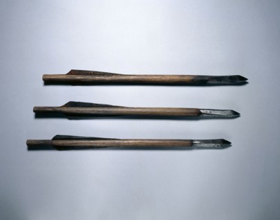 Crossbow Bolt, 1500s-1600s. Germany, 16th-17th century. Wood, leather, steel; average: 37.2 cm (14