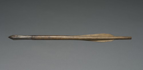 Crossbow Bolt, 1500s-1600s. Germany, 16th-17th century. Wood, leather, steel; average: 37.2 cm (14
