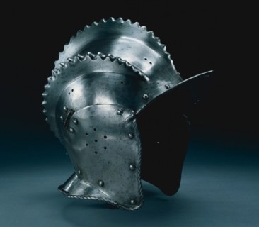 Triple-Crested Burgonet, c. 1560-1570. Germany, Augsburg (?), 16th century. Steel, leather bands;