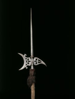 Parade Halberd, c. 1600-1650. Italy, 17th century. Steel, engraved; rectangular wood haft with