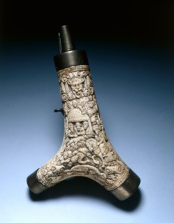 Powder Flask, late 1500s-early 1600s. France, late 16th-early 17th century. Staghorn (two branches)