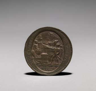 Medal:  Five Sols issued by Monneron Brothers, Paris, 1792 (obverse). Jules Dupré (French,