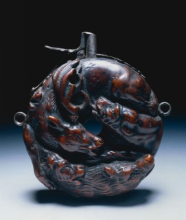 Powder Flask, c. 1680. Johann Michael Maucher (German, 1645-1701). Boxwood with design of stag and