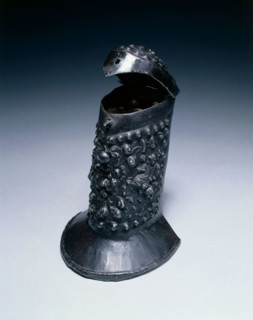 Patron (Cartridge Box), c. 1600. Germany, early 17th Century. Steel sheet, over wood, brass;