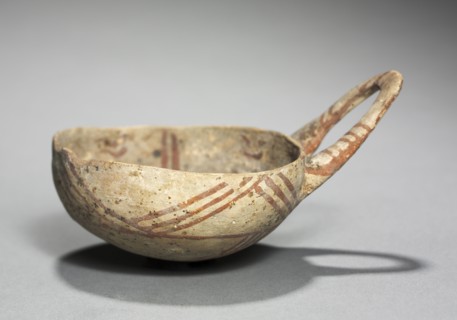 One-Handled Bowl, c. 1725-1600 BC. Cyprus, Middle Cypriot III. White painted ware; diameter: 9 cm