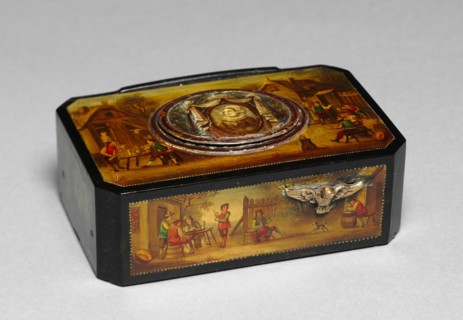 Music Box, 1800s. Switzerland, 19th century. Painted and gilded metal; overall: 3.5 x 10.2 x 6.7 cm