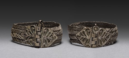 Bracelets, 1700s-1800s. Bulgaria, 18th-19th century. Silver; diameter: 6.4 cm (2 1/2 in.).