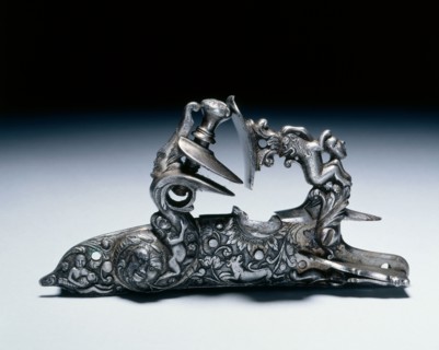 Snaphance Gunlock, c.1660-80. Italy, Brescia (?), 17th century. Steel, chiseled; overall: 14 x 7.3