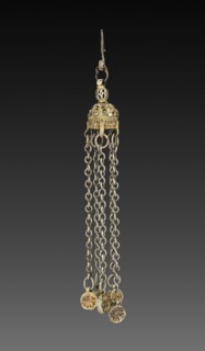 Earring, 1800s. Bulgaria, 19th century. Silver gilt; average: 12.1 cm (4 3/4 in.).