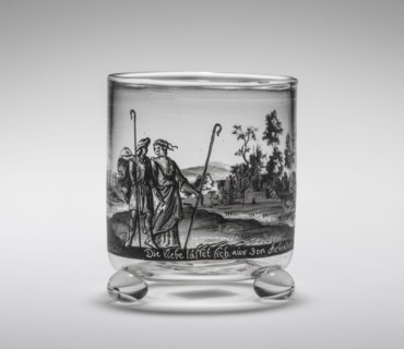 Tumbler, 1670. Style of John Schaffner (German). Glass; overall: 7.4 x 6.4 cm (2 15/16 x 2 1/2 in.)