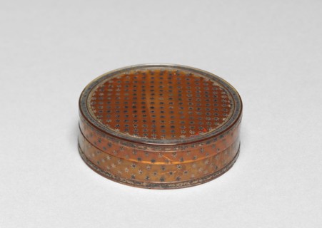 Box, late 1700s. France, late 18th century. Horn with gilded piqué decoration; overall: 2 x 6.8 cm