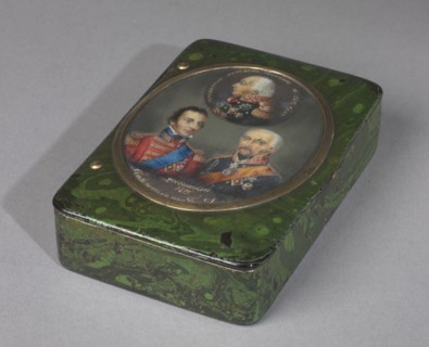Box, c. 1815. Russia, possibly Korobov Factory, early 19th century. Lacquered wood with painted