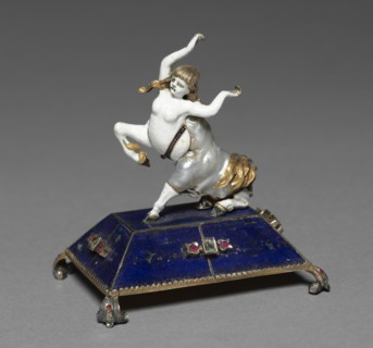 Female Centaur, late 1800s. Austria, Vienna, late 19th century. Enamel, pearl, on lapis lazuli