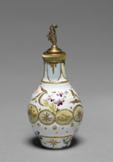 Scent Bottle, late 1700s. Staffordshire Factory (British). Enamel on copper with gilt metal mounts;