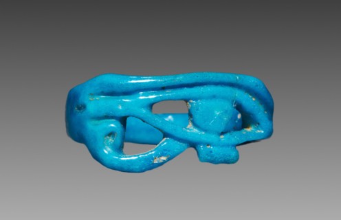 Wedjat-Eye Ring, 1350-1296 BC. Egypt, New Kingdom, late Dynasty 18 (1540-1296 BC). Bright turquoise