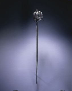 Basket-Hilt Broadsword, c. 1740. Scotland, Stirling(?), 18th century. Steel, pierced hilt; wood and