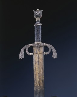 Parade Sword, c. 1500-1525. Italy, Ferrara, early 16th Century. Steel, etched and gilded; overall: