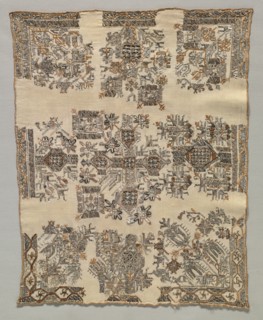 Kerchief, late 1800s. Greece, Northern Islands, Chios ?, late 19th century. Embroidery, silk and