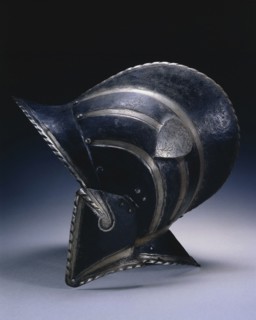 Black and White Burgonet (of the Civic Guard of Bologna), c. 1580-1600. Italy, late 16th Century.