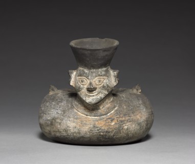 Funeral Urn, c. 1150-1530. Peru, Late Chimu. Black ware; diameter: 15.6 cm (6 1/8 in.); overall: 12