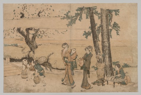 Group of Figures near a Brook, 1760-1849. Katsushika Hokusai (Japanese, 1760-1849). Color woodblock
