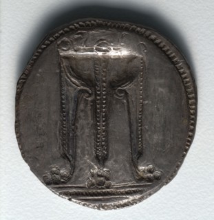 Stater: Tripod (reverse), 550-480 BC. Greece, Croton, 6th-5th century BC. Silver; diameter: 3 cm (1