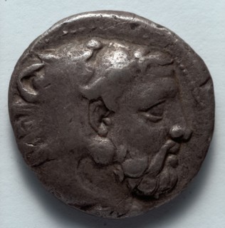 Stater: Head of Bearded Herakles in Lion Skin (obverse), 389-369 BC. Greece, Macedonia, Amyntas III