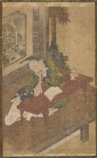 Sleeping Poet, 18th century. Japan, possibly Edo period (1615-1868). Color on silk; overall: 101 x