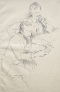 Ricketts and Shannon, 1897. William Rothenstein (British, 1872-1945). Lithograph