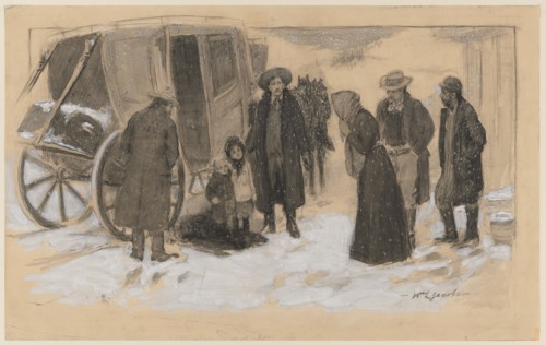 Sketch for "Christmas on the River". William Leroy Jacobs (American, 1869-1917). Watercolor