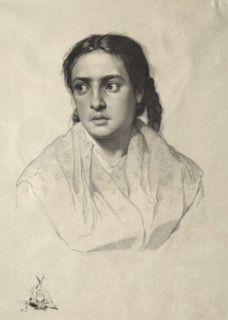 Head of a Girl, 1870. Hans Meyer (German, 1846-1919). Engraving