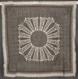 Square Shawl, 1880s. India, Kashmir, late 19th century. Twill tapestry and embroidery; large pieced