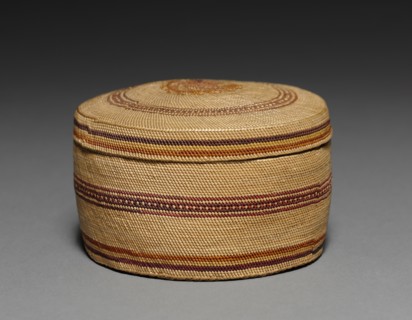 Lidded Bowl, c 1900. Northwest Coast, Makah, late 19th century. Cedar bark, deer grass; wrapped