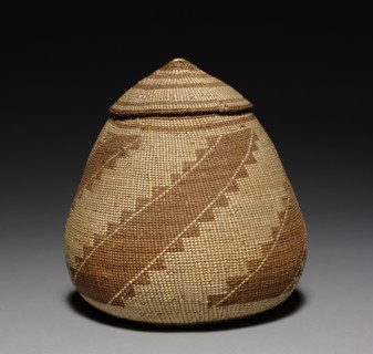 Tobacco Basket, c 1875- 1900. California, Yurok, late 19th century. Twined grasses; overall: 19 x