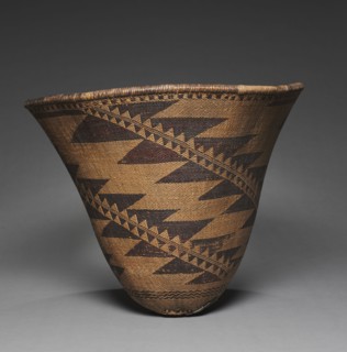 Burden Basket, 1880. California, Pomo, central, late 19th century. Redbud, sedge; diagonal twine;