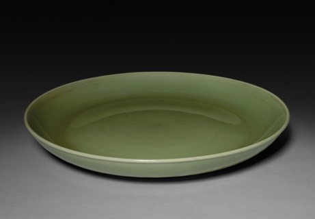 Platter, 1400s. China, Ming dynasty (1368-1644). Porcelain with celadon glaze; diameter: 58.4 cm