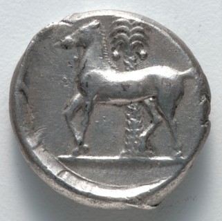 Tetradrachm: Persephone (reverse), 380 BC. Sicily, Greece, 4th century BC. Silver; diameter: 2.5 cm