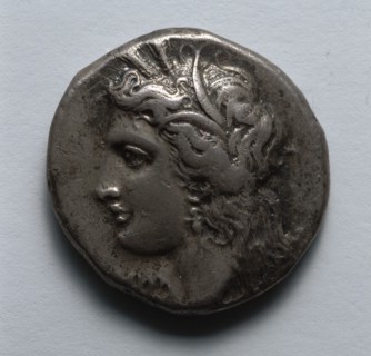 Stater: Demeter (obverse), 330-300 BC. Greece, 4th century BC. Silver; diameter: 2 cm (13/16 in.).