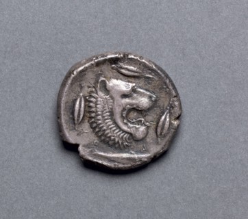 Tetradrachm: Lion (reverse), 466-422 BC. Greece, 5th century BC. Silver; diameter: 2.6 cm (1 in.).