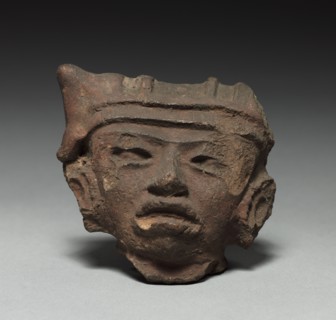 Head, 600-1000. Mexico, 600-1000. Terracotta; overall: 8 x 8 x 3.8 cm (3 1/8 x 3 1/8 x 1 1/2 in.).