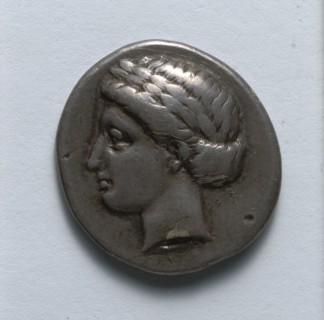 Drachma: Apollo (obverse), 300s BC. Greece, 4th century BC. Silver; diameter: 1.8 cm (11/16 in.).