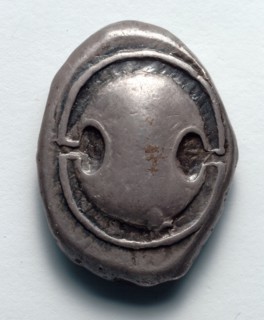 Stater: Boetian Shield (obverse), 395-387 BC. Greece, 4th century BC. Silver; diameter: 2.6 cm (1