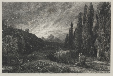 The Early Plowman. Samuel Palmer (British, 1805-1881). Etching
