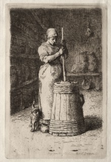 A Woman Churning. Jean-François Millet (French, 1814-1875). Etching
