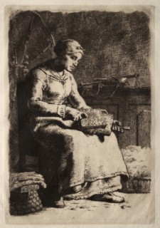 Woman Carding. Jean-François Millet (French, 1814-1875). Etching