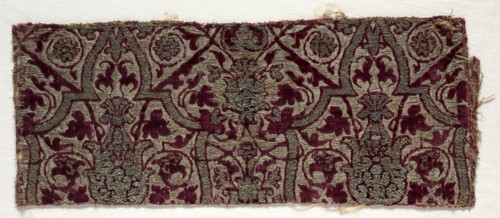 Velvet Textile, late 15th century. Spain, late 15th century. Velvet; silk and metallic thread;
